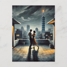 Postal Baile de pareja con Taipei 101