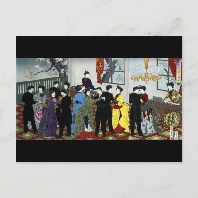 Postal Baile de salón de baile en Tokio alrededor de 1888 (Anverso)