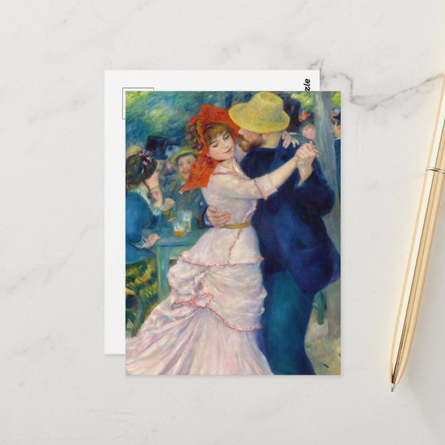 Postal Baile en Bougival por Pierre-Auguste Renoir (Anverso/Reverso In Situ)