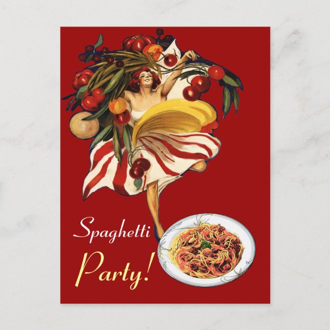 POSTAL BAILE FIESTA DE ESPAGUETTI, COCINA ITALIANA Y TOMA (Anverso)