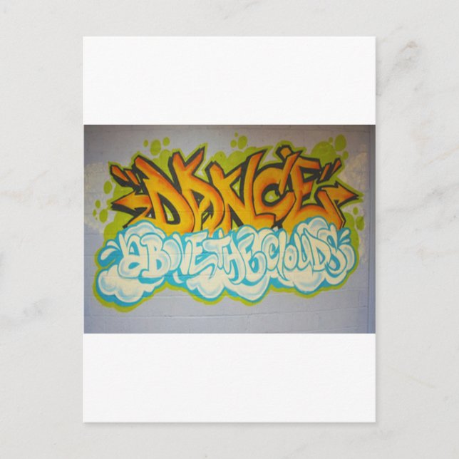 Postal Baile sobre el graffiti de las nubes (Anverso)