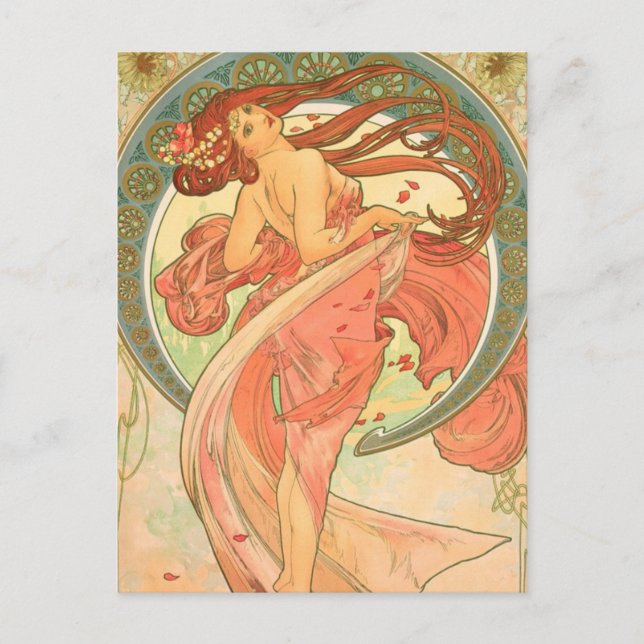 Postal Baile vintage de Alphonse Mucha (Anverso)