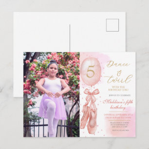 Postal Baile y Gira Rosa Cumpleaños Personalizado con Fot