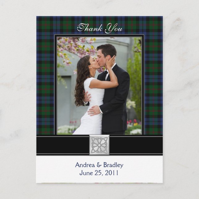 Postal Baird Tartan Boda Gracias Postcard (Anverso)