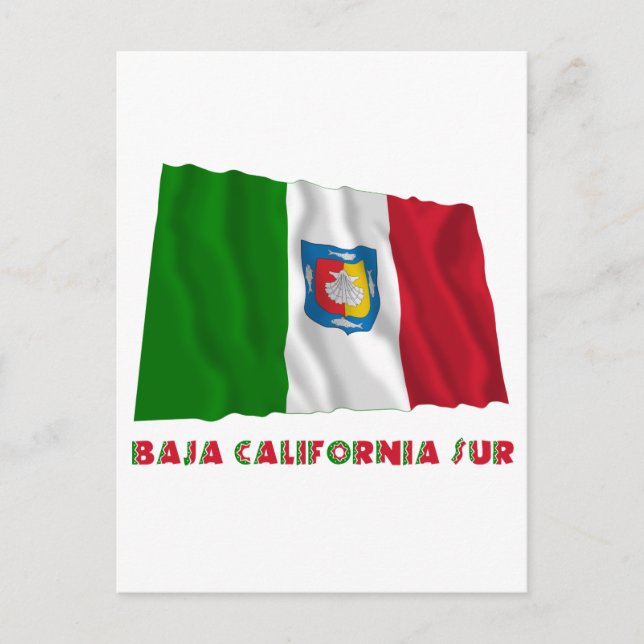 Postal Baja California Sur ondeando bandera no oficial (Anverso)