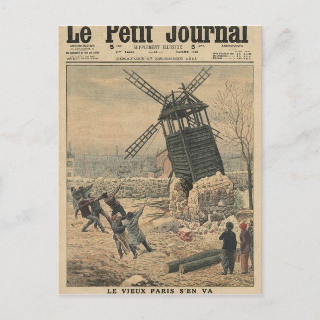 Postal Bajando uno de los últimos molinos de viento (Anverso)