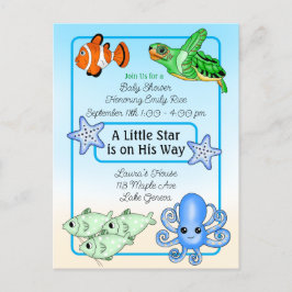 Postal Bajo el mar | Baby Shower de criaturas del mar de 