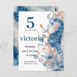 Postal Bajo el mar Blue Beach Whale babyShower