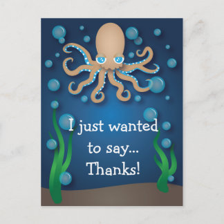 Postal Bajo el mar Ecru Octopus Gracias Postcard