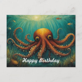 Postal Bajo el mar Octopus Feliz Cumpleaños
