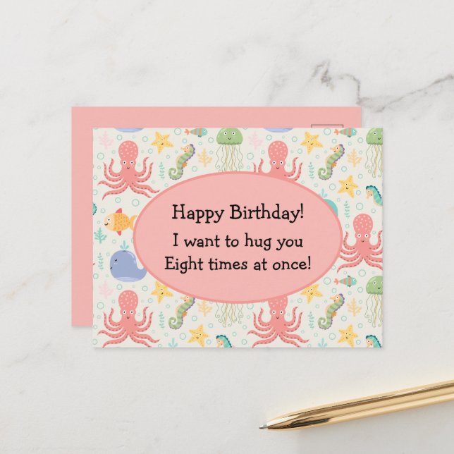 Postal Bajo el mar Octopus Sea Horse Whale Starfish (Anverso/Reverso In Situ)