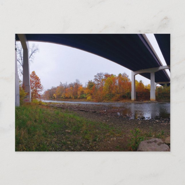 Postal Bajo el Parque Bridge en otoño, Dublín, Ohio (Anverso)