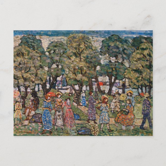 Postal Bajo los árboles de Maurice Prendergast, Bella Art (Anverso)