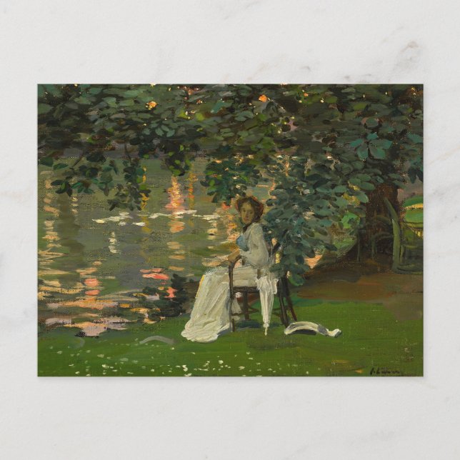 Postal Bajo los árboles, Ranelagh | Sir John Lavery (Anverso)