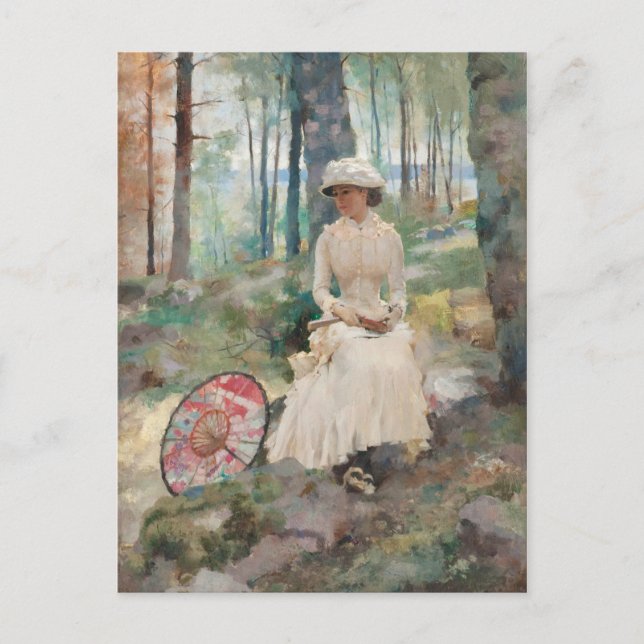 Postal Bajo los birches CC0067 Albert Edelfelt (Anverso)