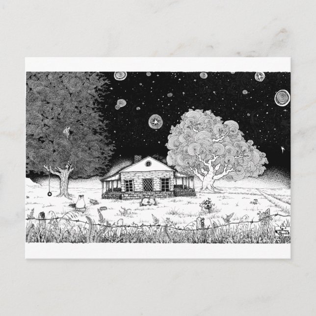 Postal Bajo Stars Pen y Ilustracion de tinta (Anverso)