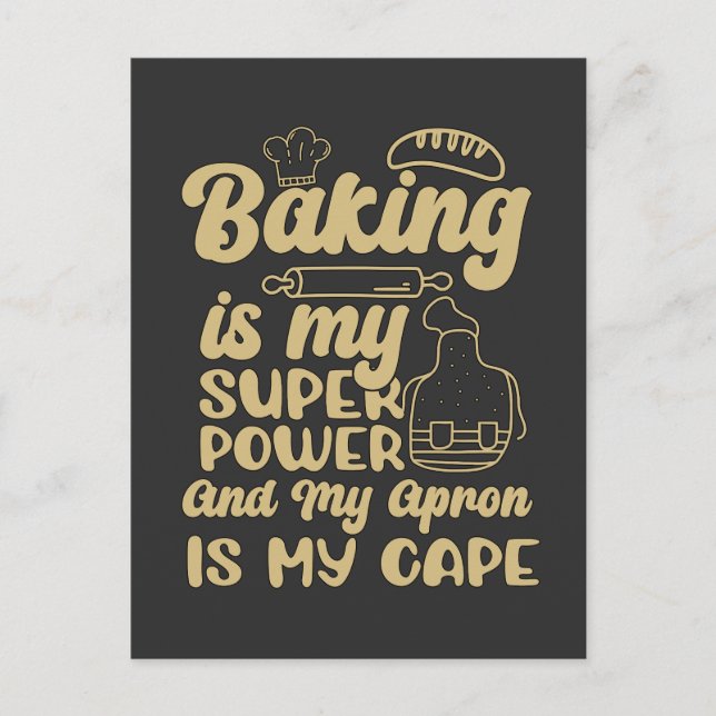 Postal Baker Baking Es Mi Superpower Bakery Chef Cake (Anverso)