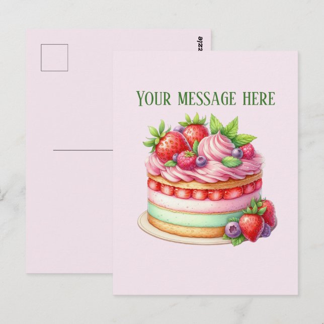 Postal Bakery add message Business name strawberry cake (Anverso / Reverso)
