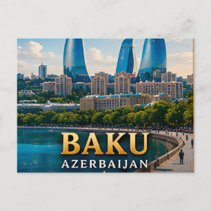 Postal Bakú Azerbaiyán Mar Caspio Capital 🌊