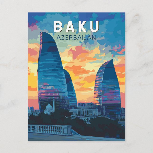 Postal Bakú Azerbaiyán: Viaje de arte (Anverso)