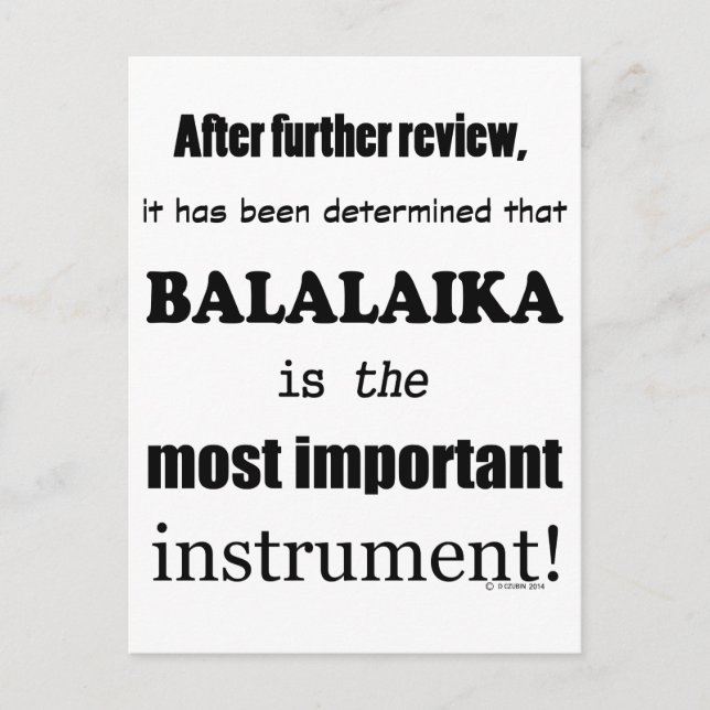 Postal Balalaika Instrumento Más Importante (Anverso)
