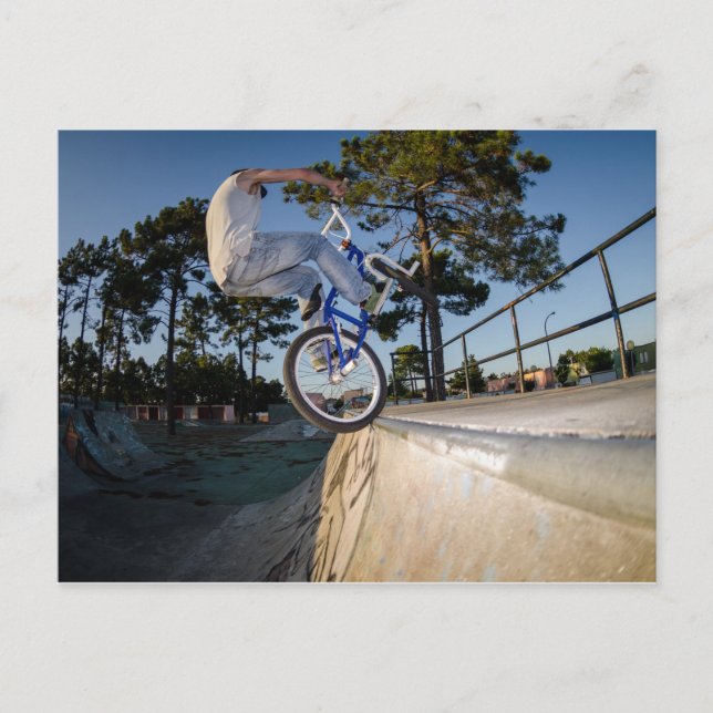Postal Balanceo BMX azul en borde (Anverso)