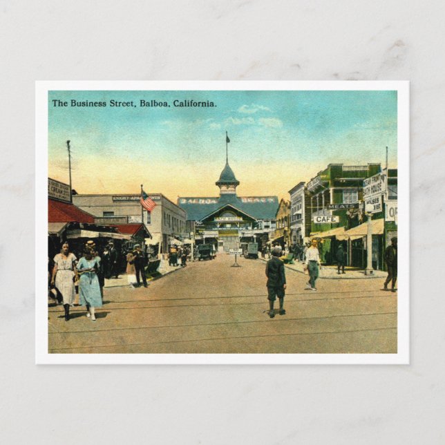 Postal Balboa, Newport Beach CA, años 1910 (Anverso)