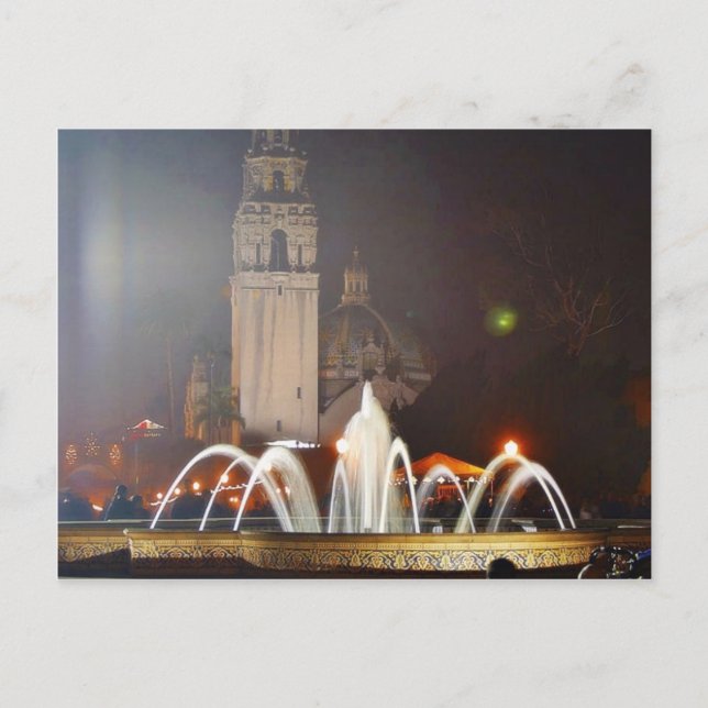 Postal Balboa Parks Torres Fuentes Noche (Anverso)