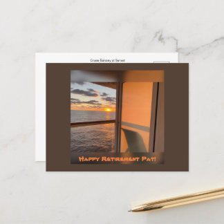 Postal Balcón de crucero al atardecer