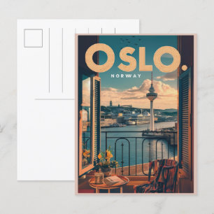Postal Balcón de Oslo con vistas a la cosecha de Noruega