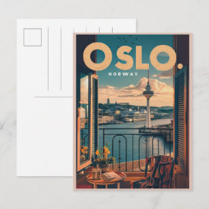Postal Balcón de Oslo con vistas a la cosecha de Noruega 