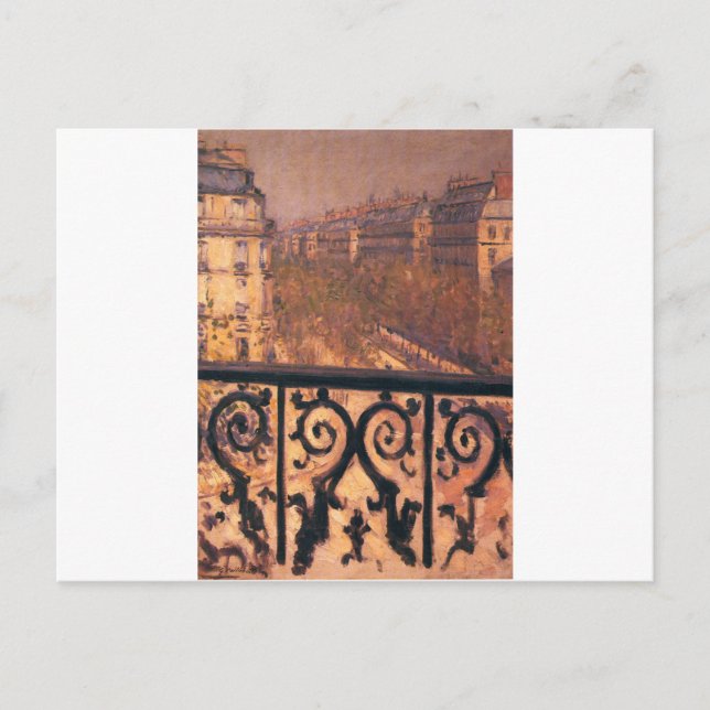 Postal Balcón de París por Gustave Caillebotte (Anverso)