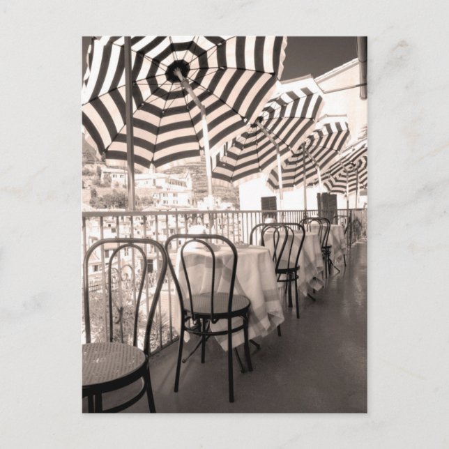 Postal Balcón de restaurante pintoresco, Italia (Anverso)