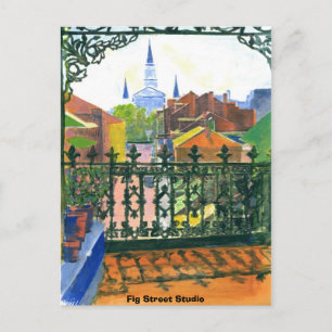 Postal Balcón del barrio francés, estudio de Fig Street