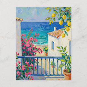 Postal Balcón Mediterráneo Limonero Buganvilla Vista al M