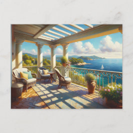 Postal Balcón soleado con vistas al mar