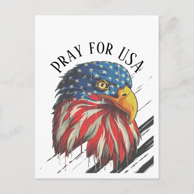 Postal Bald Eagle Bird USA Bandera llorando por EEUU (Anverso)