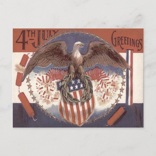 Postal Bald Eagle Wreath American Shield Fireworks (Anverso)