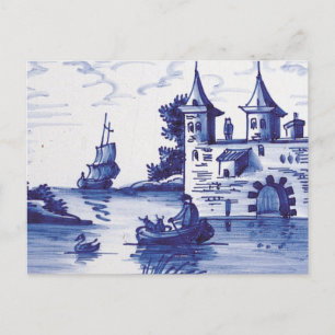 Postal Baldosa azul tradicional de Holanda