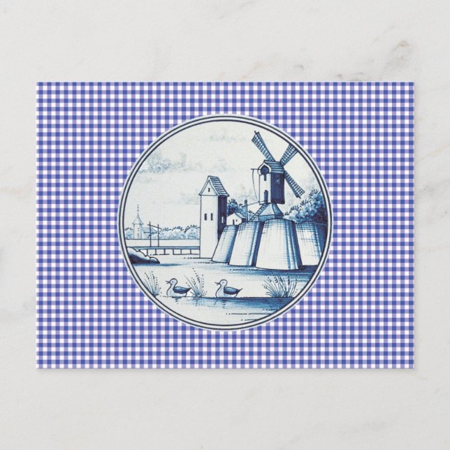 Postal Baldosa azul tradicional de Holanda (Anverso)