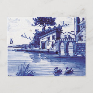 Postal Baldosa azul tradicional de Holanda