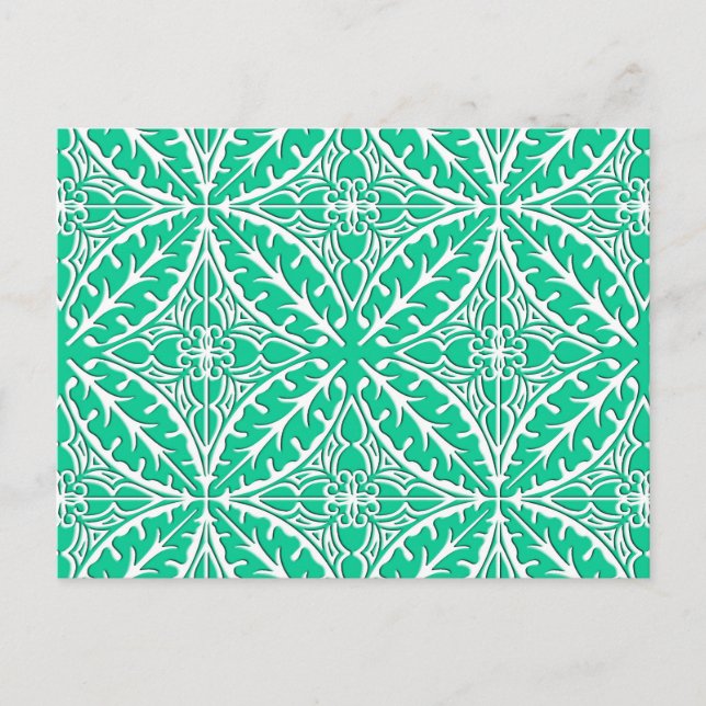 Postal Baldosas marroquíes: azul turquesa y blanco (Anverso)