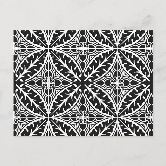 Postal Baldosas marroquíes - blanco y negro (Anverso)