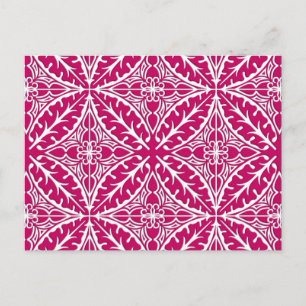 Postal Baldosas marroquíes - magenta y blanco