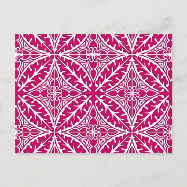 Postal Baldosas marroquíes - magenta y blanco (Anverso)