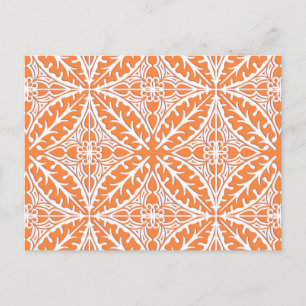 Postal Baldosas marroquíes - naranja de coral y blanco