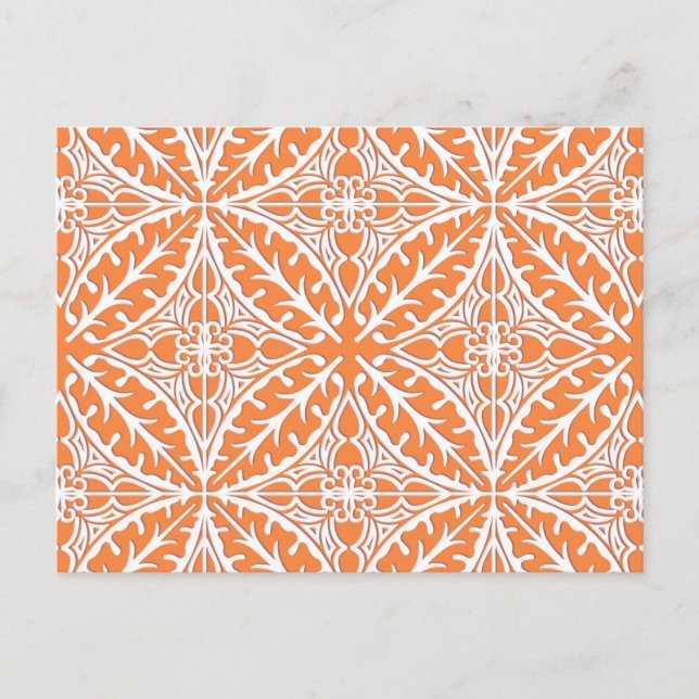Postal Baldosas marroquíes - naranja de coral y blanco (Anverso)