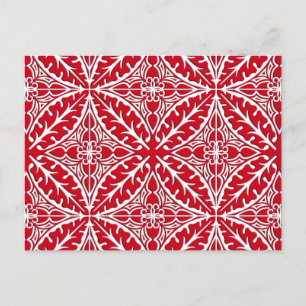 Postal Baldosas marroquíes - rojo oscuro y blanco