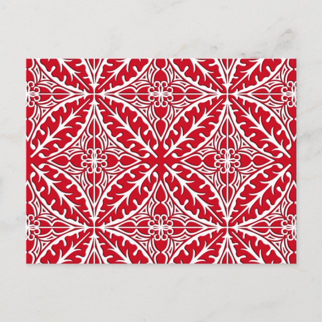 Postal Baldosas marroquíes - rojo oscuro y blanco (Anverso)
