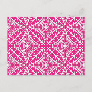 Postal Baldosas marroquíes - rosa fucsia y blanco
